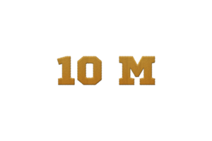 10 million subscribers celebration greeting Number with embroidery design png