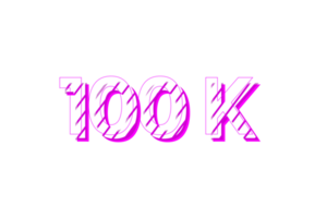 100 k subscribers celebration greeting Number with stripe design png