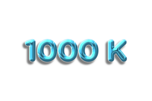 1000 k subscribers celebration greeting Number with plastic design png