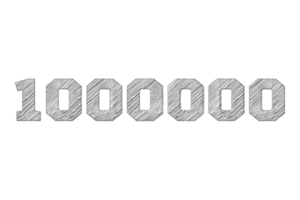 1000000 Abonnenten Feier Gruß Nummer mit Bleistift skizzieren Design png