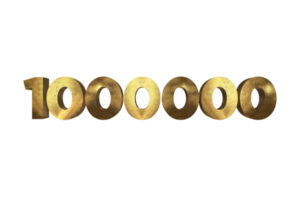 1000000 subscribers celebration greeting Number with gold design png