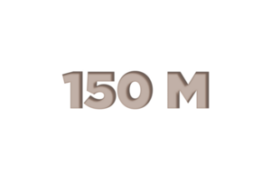 150 million subscribers celebration greeting Number with engrave design png