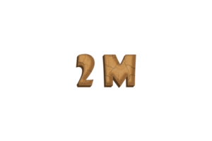 2 million subscribers celebration greeting Number with clay design png