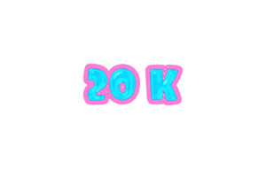 20 k subscribers celebration greeting Number with jelly design png