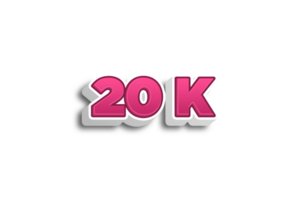 20 k subscribers celebration greeting Number with pink 3d design png