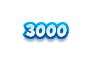 3000 suscriptores celebracion saludo número con modren azul diseño png