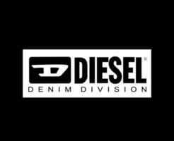Diesel Brand Clothes Logo Symbol White Design luxury Fashion Vector Illustration With Black Background