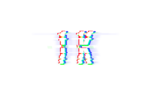 1 k subscribers celebration greeting Number with glitch design png