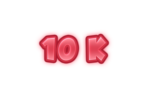 10 k subscribers celebration greeting Number with red embossed design png