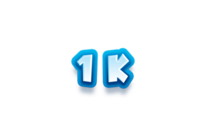 1 k subscribers celebration greeting Number with modren blue design png