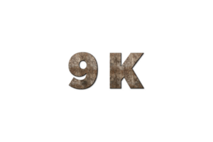 9 k subscribers celebration greeting Number with old walnut wood design png
