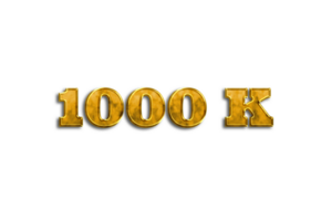 1000 k subscribers celebration greeting Number with golden design png