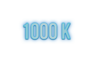 1000 k subscribers celebration greeting Number with bannerneon design png