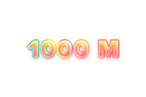 1000 million subscribers celebration greeting Number with candy color design png