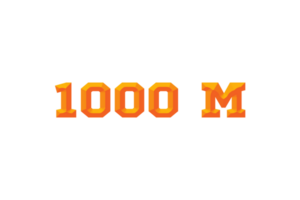 1000 million subscribers celebration greeting Number with embossed design png