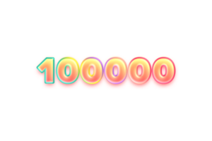 100000 subscribers celebration greeting Number with candy color design png