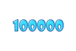 100000 subscribers celebration greeting Number with blue glossi design png