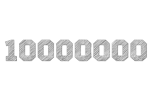 10000000 subscribers celebration greeting Number with pencil sketch design png