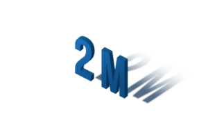 2 million subscribers celebration greeting Number with isomatric design png