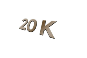 20 k subscribers celebration greeting Number with metal design png