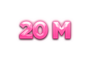 20 million subscribers celebration greeting Number with pink design png