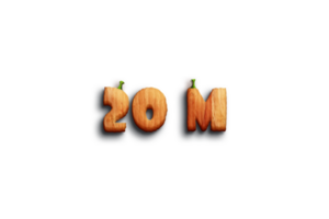 20 million subscribers celebration greeting Number with pumpkin design png