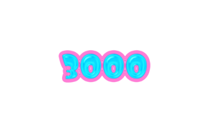 3000 suscriptores celebracion saludo número con jalea diseño png