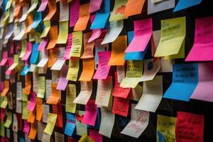 Sticky notes board in office. photo