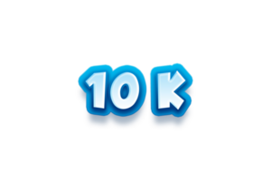 10 k subscribers celebration greeting Number with modren blue design png