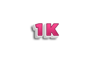 1 k subscribers celebration greeting Number with pink 3d design png