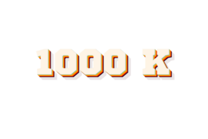 1000 k subscribers celebration greeting Number with retro 2 design png