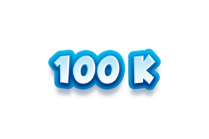 100 k subscribers celebration greeting Number with modren blue design png