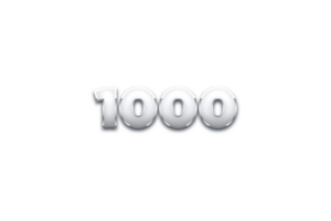 1000 subscribers celebration greeting Number with metal design png