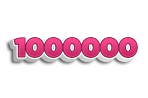 1000000 subscribers celebration greeting Number with pink 3d design png