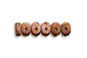100000 subscribers celebration greeting Number with bakery design png