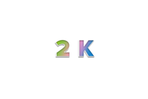 2 k subscribers celebration greeting Number with 3d extrude design png