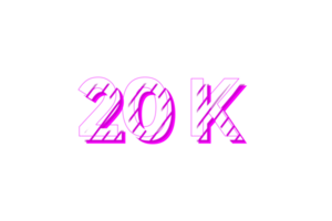 20 k subscribers celebration greeting Number with stripe design png