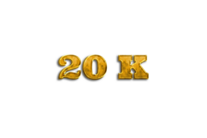 20 k subscribers celebration greeting Number with gold design png