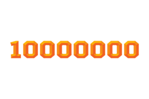 10000000 subscribers celebration greeting Number with embossed design png