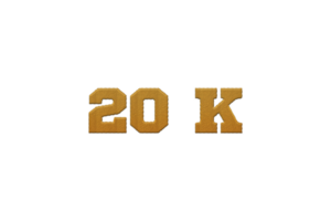 20 k subscribers celebration greeting Number with embroidery design png