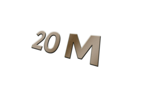 20 million subscribers celebration greeting Number with metal design png