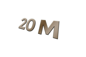 20 million les abonnés fête salutation nombre avec métal conception png