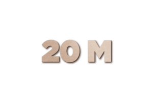 20 million subscribers celebration greeting Number with card board design png
