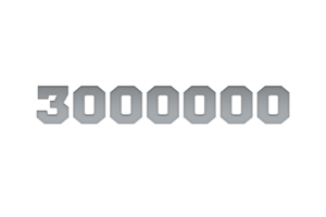 3000000 subscribers celebration greeting Number with metal engriving design png