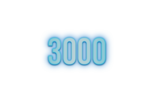 3000 iscritti celebrazione saluto numero con bannerneon design png