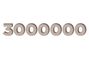 3000000 subscribers celebration greeting Number with engrave design png