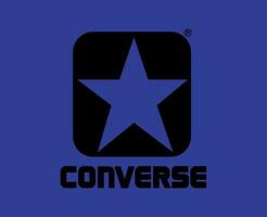 conversar marca logo con nombre negro diseño Zapatos símbolo vector ilustración con azul antecedentes