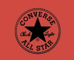 Converse All Star Logo Shoes Brand Black Symbol Design Vector Illustration With Red Background