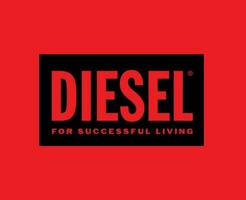 Diesel Logo Brand Clothes Symbol Black Design luxury Fashion Vector Illustration With Red Background
