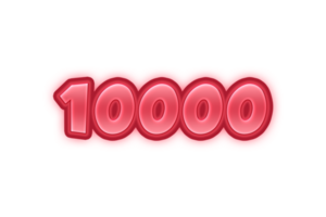 10000 subscribers celebration greeting Number with red embossed design png